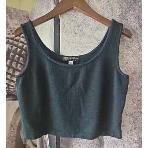St John BASICS Sleeveless Scoop Neck Wool Blend Shell Tank Cropped Top M YJ01